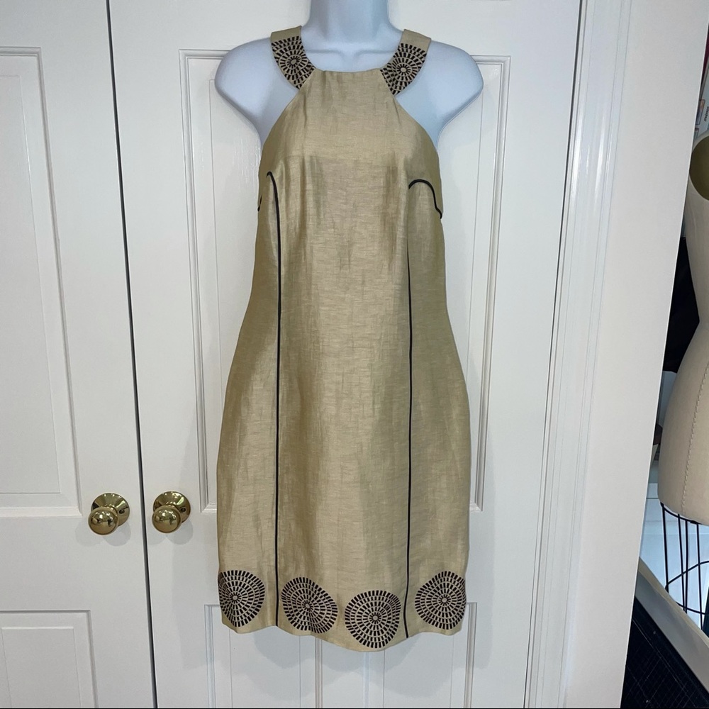 Signette by Aysha Saeed creme brown silk dress